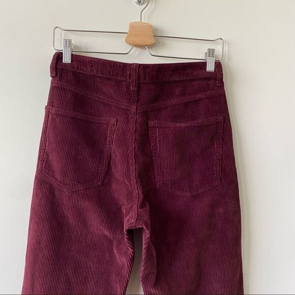 TOPSHOP-BURGUNDY Corduroy High Rise Mom Pants - Picture 7 of 11